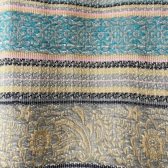 Beautiful ‘Cashmere’ Pink,Blue,Yellow,Gray & Black Scarf/ Pashmina with fringe - Picture 4 of 7